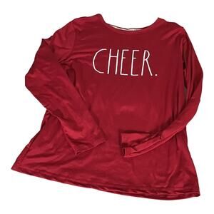 Rae Dunn Women Christmas Shirt Sz. Med. Red Holiday Cheer  long sleeve Top